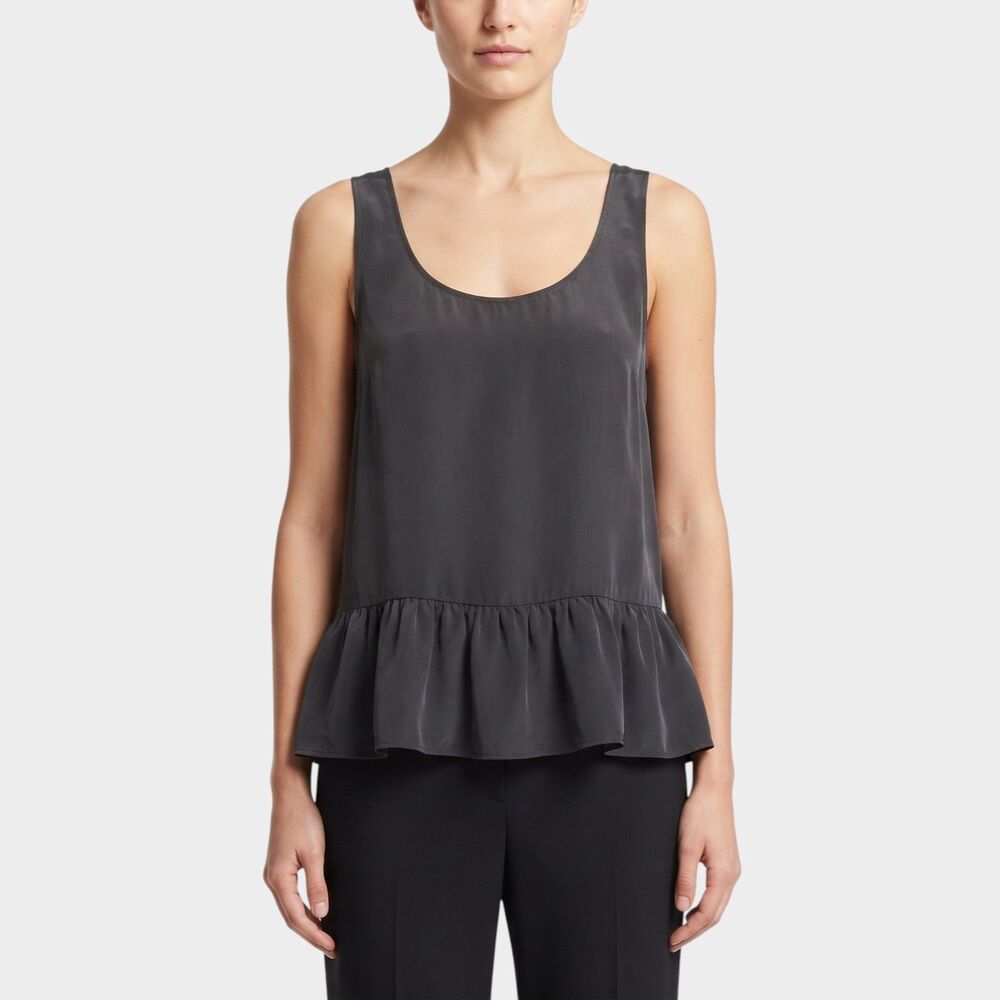 Zara Navy Ruffle Tank Top Size Small Sleeveless Casual Summer Blouse